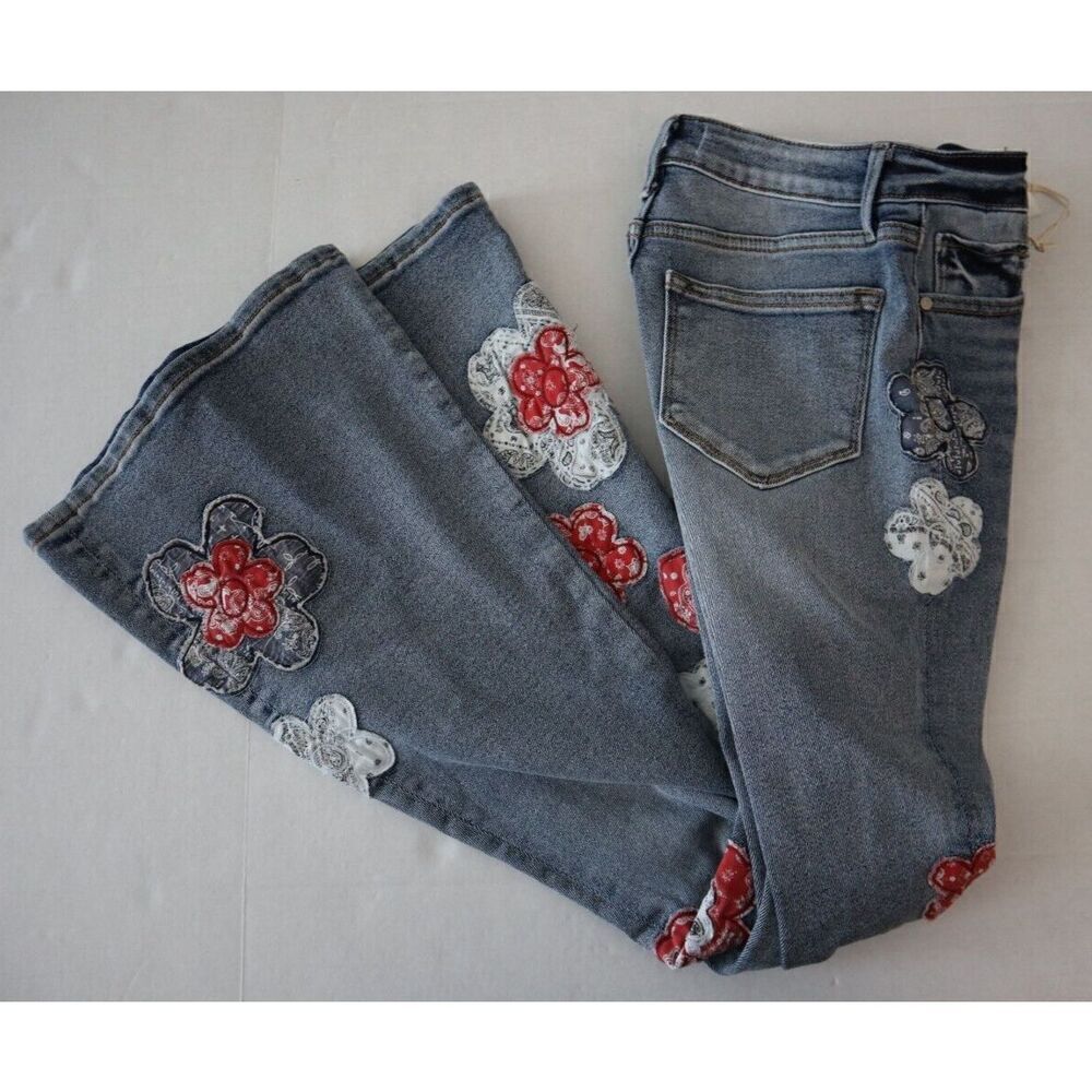 Driftwood x FP Sz 24 Med. Wash Farrah American Bandstand Embroidered Jeans - Picture 9 of 11